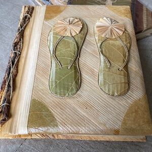 Vintage Photo Album Sandals Design Handcrafted All Natural Green Leaf Brand New